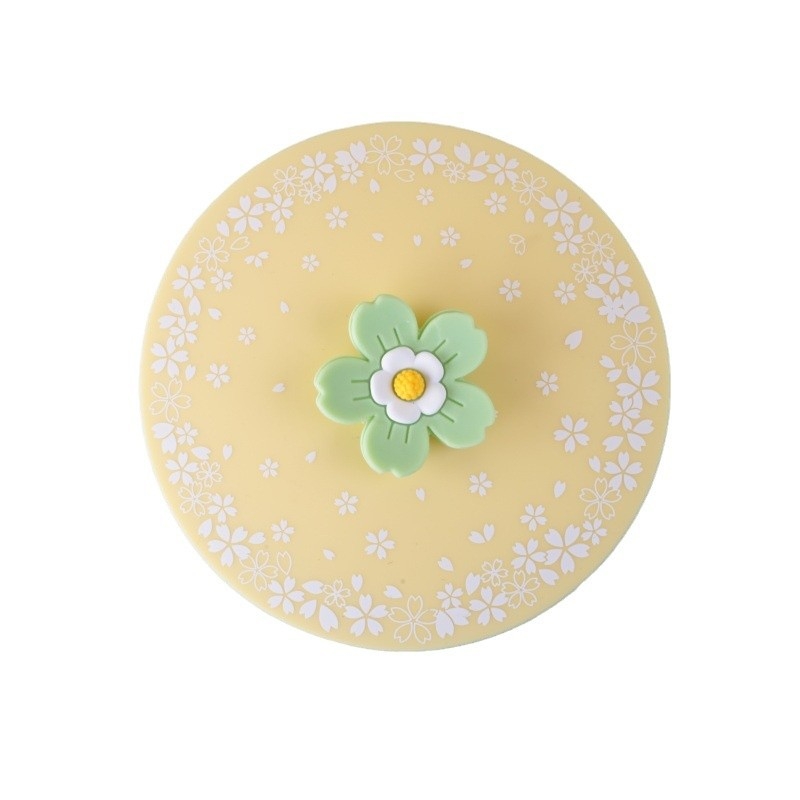 Capac de cană din silicon, capac universal pentru cafea/ceai de dimineață, potrivit pentru alimente, design drăguț de desen animat, logo imprimat