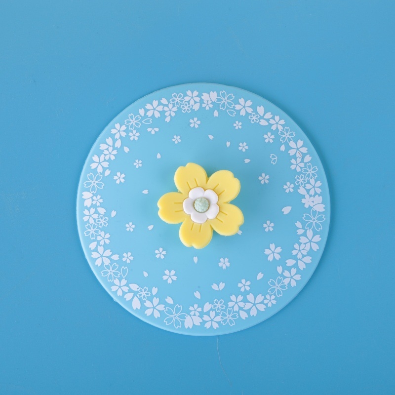 Capac de cană din silicon, capac universal pentru cafea/ceai de dimineață, potrivit pentru alimente, design drăguț de desen animat, logo imprimat