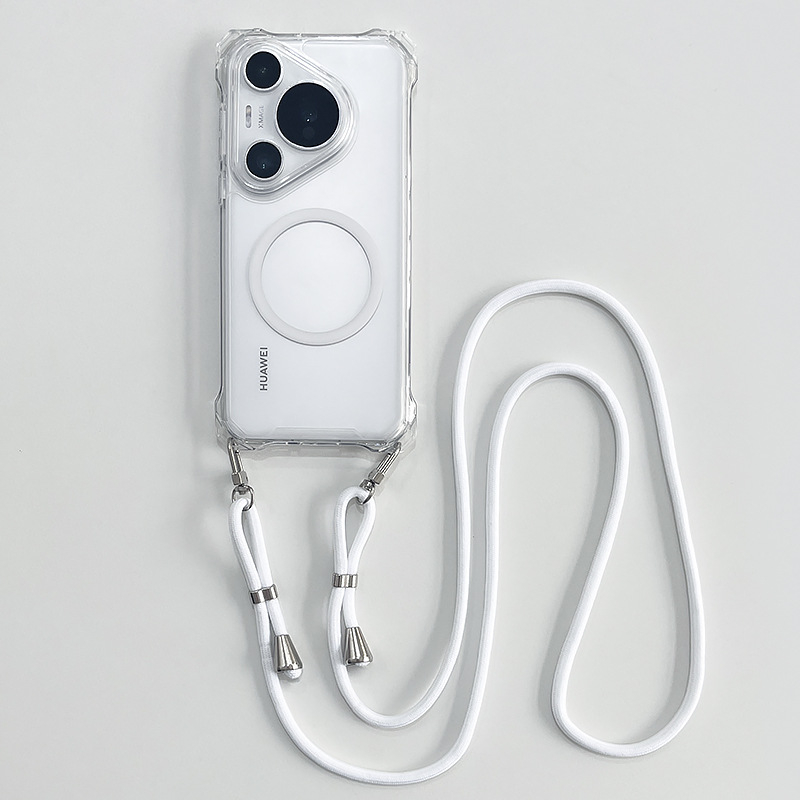 Kućište Huawei Pura70 s crossbody remenom, magnetsko, potpuna zaštita s zračnim jastukom, otporno na pad; kompatibilno s Mate60 Pro i P70u, ženski stil.