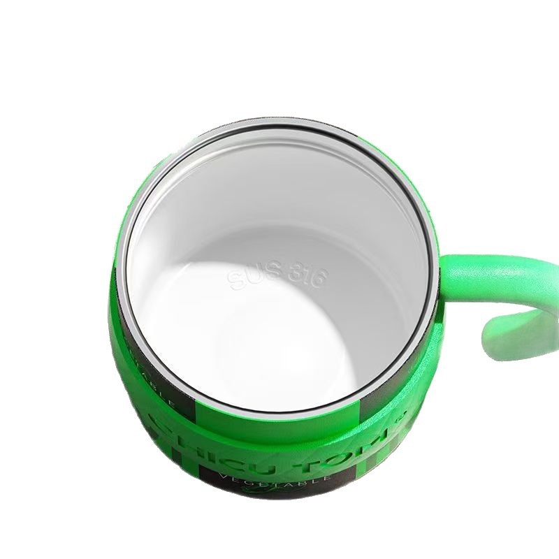 Cană termică din oțel inoxidabil cu capac, capacitate mare, ceașcă de cafea pentru birou, cu mâner, pentru femei