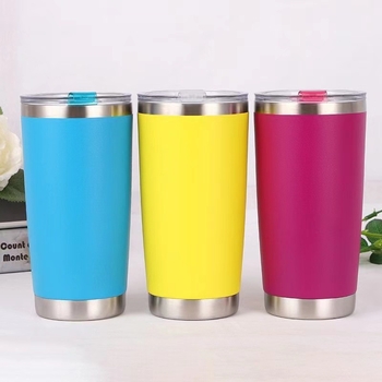 Cană termică pentru mașină, 20oz, din oțel inoxidabil 304, exterior vopsit cu pulverizare, izolație în vid, capac push, logo personalizat