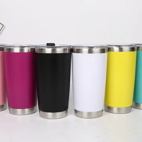 Cană termică pentru mașină, 20oz, din oțel inoxidabil 304, exterior vopsit cu pulverizare, izolație în vid, capac push, logo personalizat