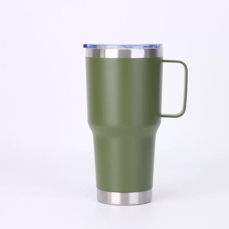 Cană de mașină din oțel inoxidabil 30 oz cu mâner, capacitate mare, cană izolată portabilă pentru băuturi