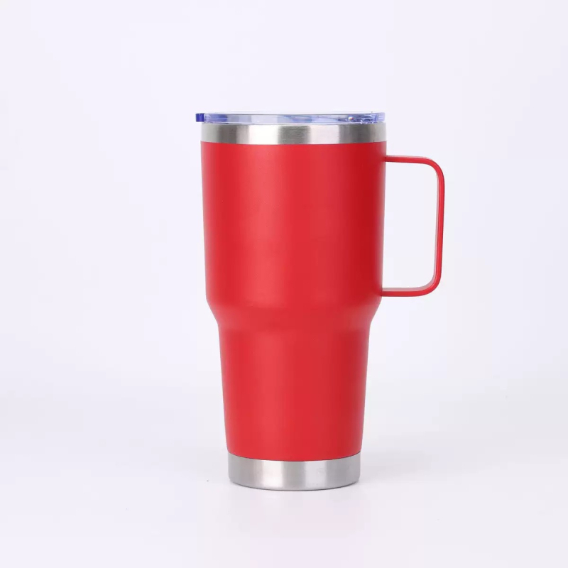 Cană de mașină din oțel inoxidabil 30 oz cu mâner, capacitate mare, cană izolată portabilă pentru băuturi