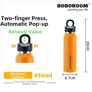 Boboroom cană termică din oțel inoxidabil 316L, portabilă, capacitate mare, design elegant, pentru fete și studente, utilizare în aer liber