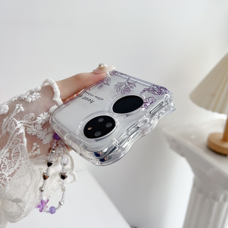 Etui Huawei Pocket 2 — 3D camellia cvijet, reljefni dizajn, skicirano cvijeće, japansko-korejski stil