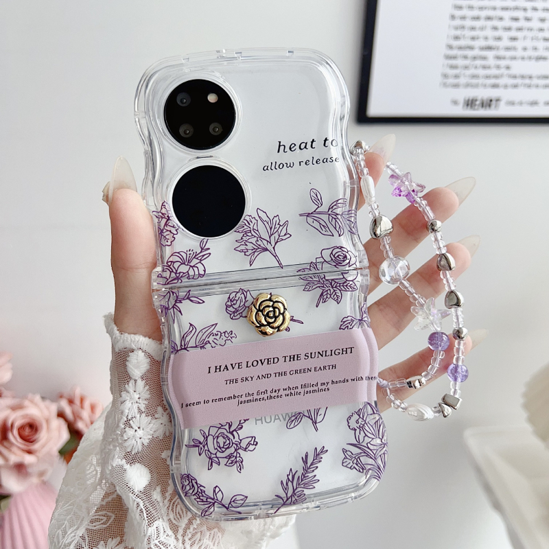 Etui Huawei Pocket 2 — 3D camellia cvijet, reljefni dizajn, skicirano cvijeće, japansko-korejski stil