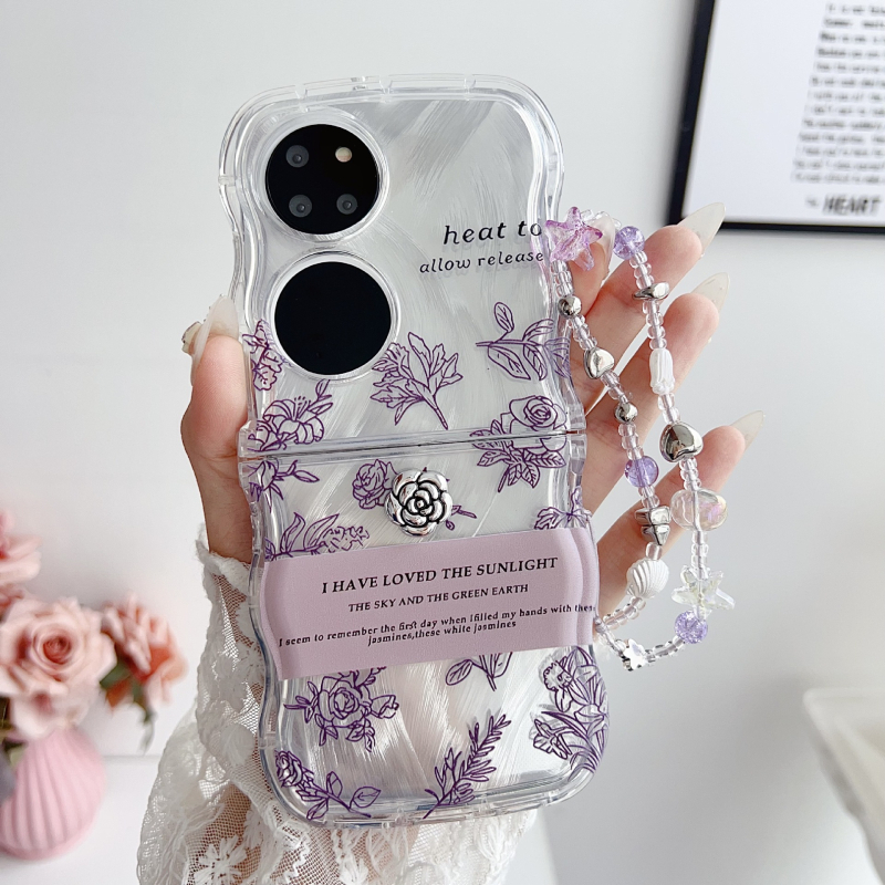 Etui Huawei Pocket 2 — 3D camellia cvijet, reljefni dizajn, skicirano cvijeće, japansko-korejski stil