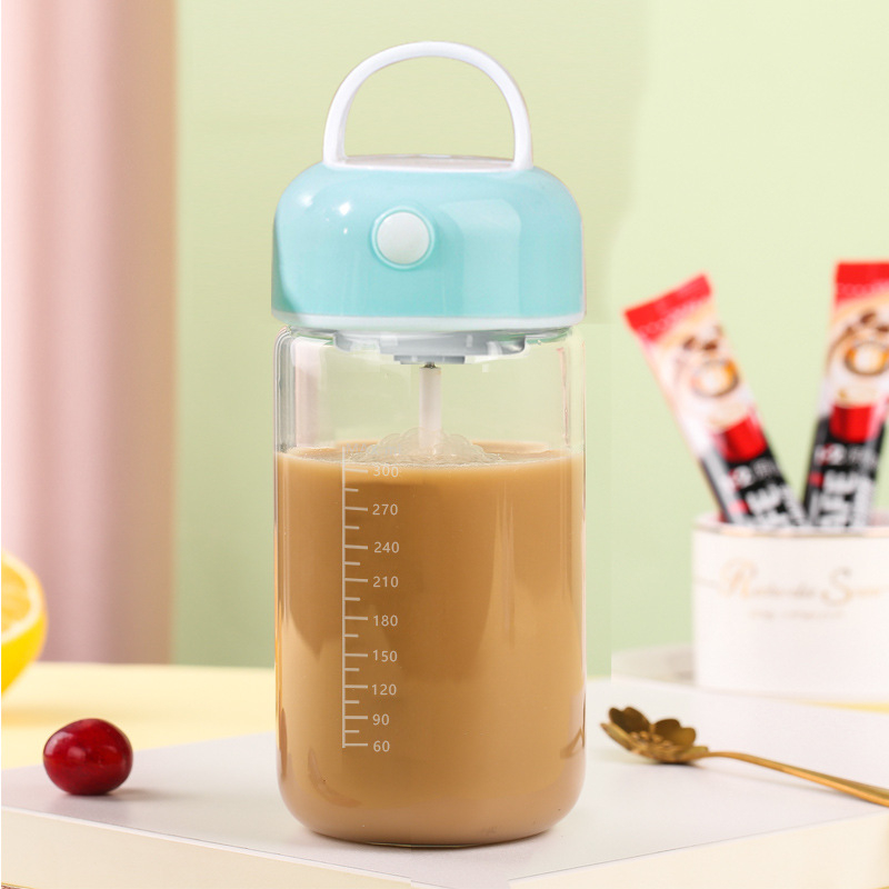 Cană de shake din sticlă pentru proteine, portabilă, cu amestecare automată și încărcare reîncărcabilă