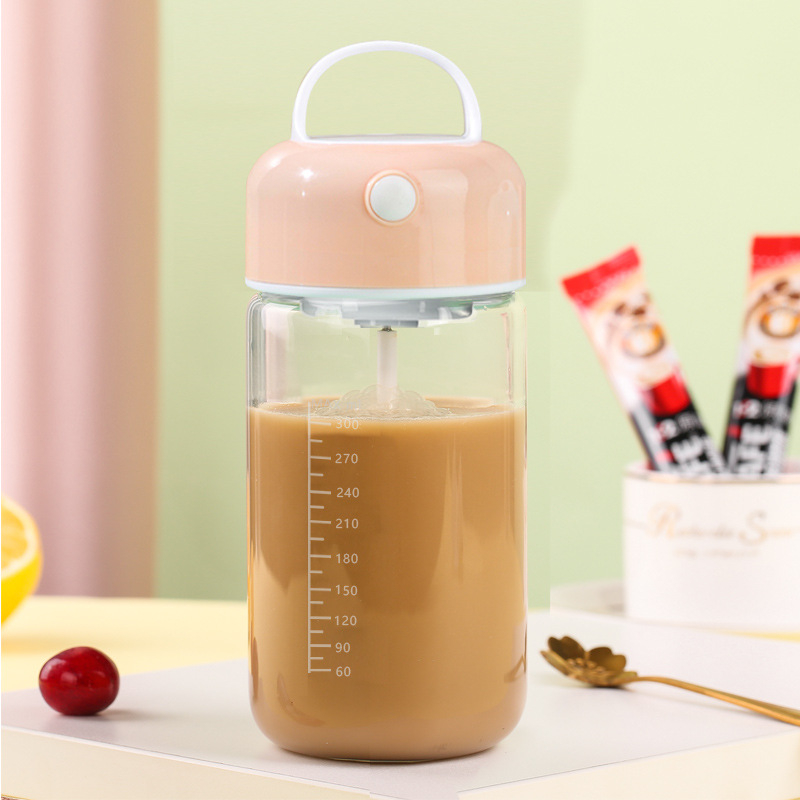 Cană de shake din sticlă pentru proteine, portabilă, cu amestecare automată și încărcare reîncărcabilă