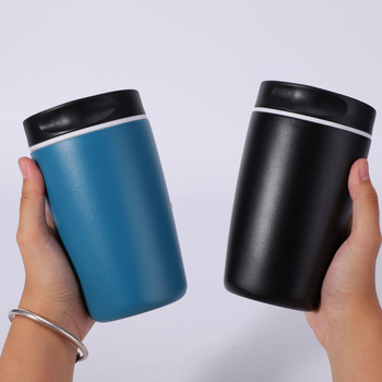 Cană termoizolantă din oțel inoxidabil, culoare uni, compactă, pentru cafea băută direct, activități în aer liber