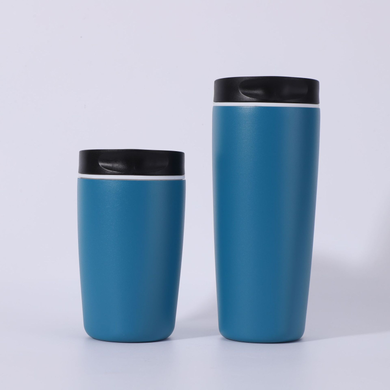Cană termoizolantă din oțel inoxidabil, culoare uni, compactă, pentru cafea băută direct, activități în aer liber