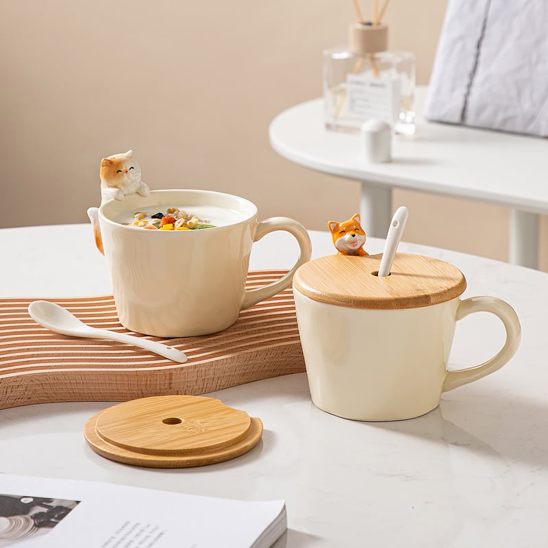 Cană ceramică cu desene animate – cană creativă pentru cafea și ceai