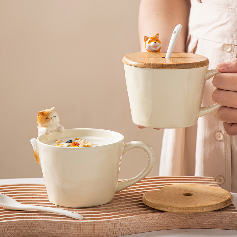 Cană ceramică cu desene animate – cană creativă pentru cafea și ceai