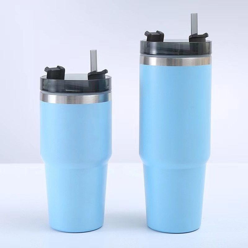 Cupe izolate din oțel inoxidabil 304 pentru mașină, capacitate mare 20 oz/30 oz, cu capac și pai, menține băuturile calde sau reci