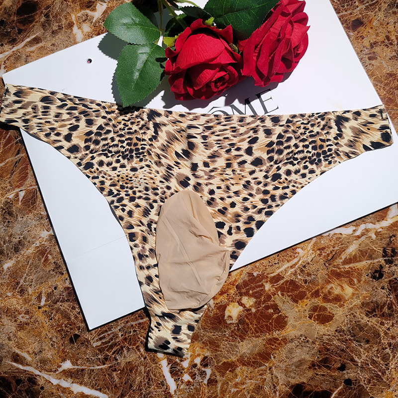 Ice Silk leopard uzorak, muške tangice, prozirne, bezšivne, ultra-tanke za ljeto