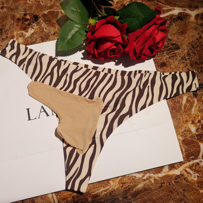 Ice Silk leopard uzorak, muške tangice, prozirne, bezšivne, ultra-tanke za ljeto