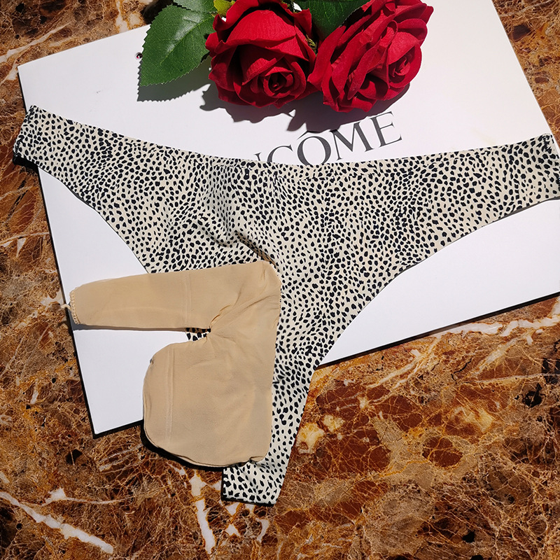 Ice Silk leopard uzorak, muške tangice, prozirne, bezšivne, ultra-tanke za ljeto