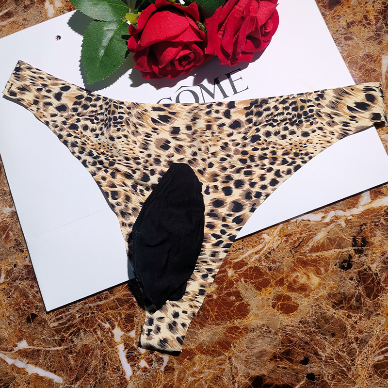 Ice Silk leopard uzorak, muške tangice, prozirne, bezšivne, ultra-tanke za ljeto