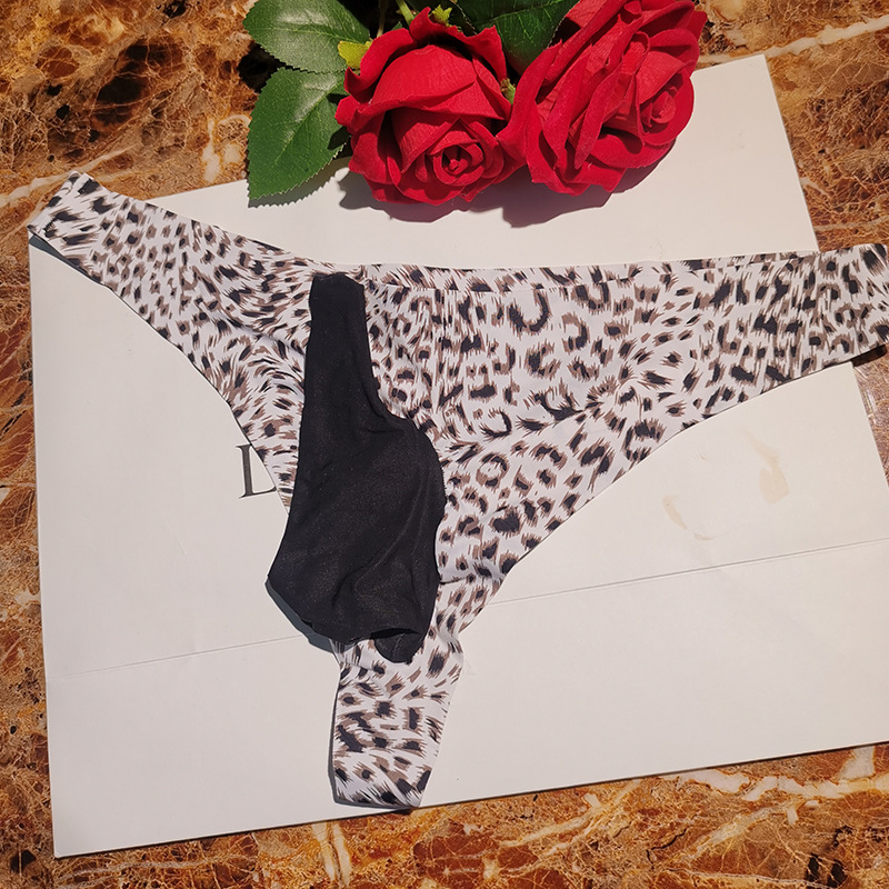 Ice Silk leopard uzorak, muške tangice, prozirne, bezšivne, ultra-tanke za ljeto
