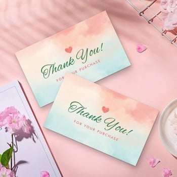 Carduri de mulțumire cu model floral, pachet de 50 foi, inserții pentru cutie cadou