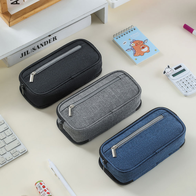 Etui cu trei compartimente, design creativ, cutie multifuncțională pentru rechizite școlare pentru copii