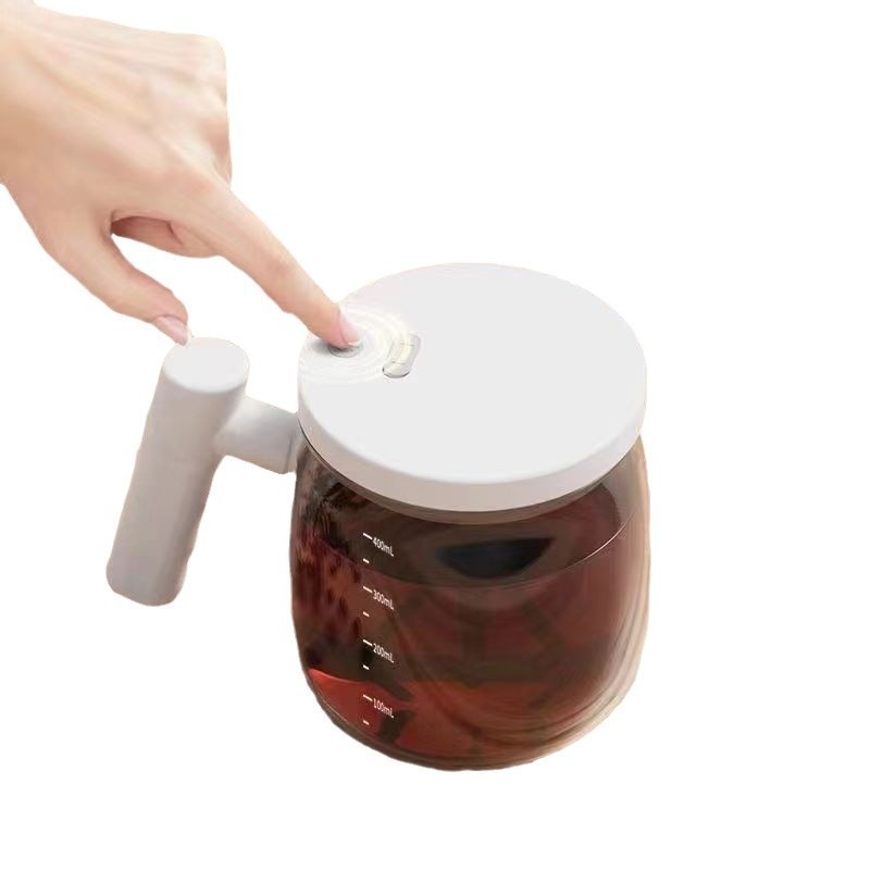 Cană automată de amestecare – cană de cafea electrică din sticlă cu scară, reîncărcabilă, portabilă