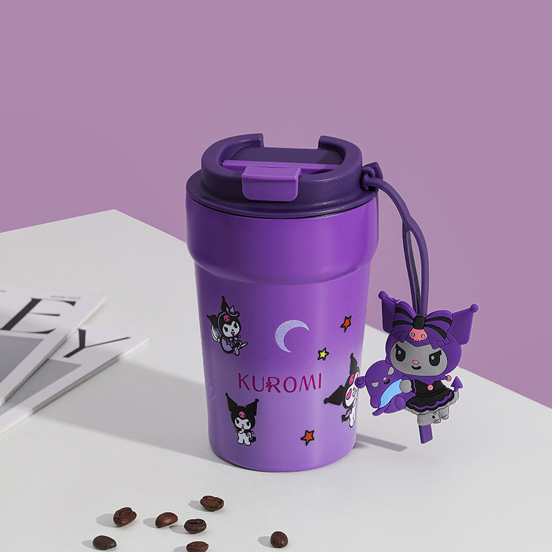 Ceașcă de cafea cu desen animat din oțel inoxidabil 304, termos izolat cu pereți dubli, portabil pentru mașină, potrivită pentru studenți