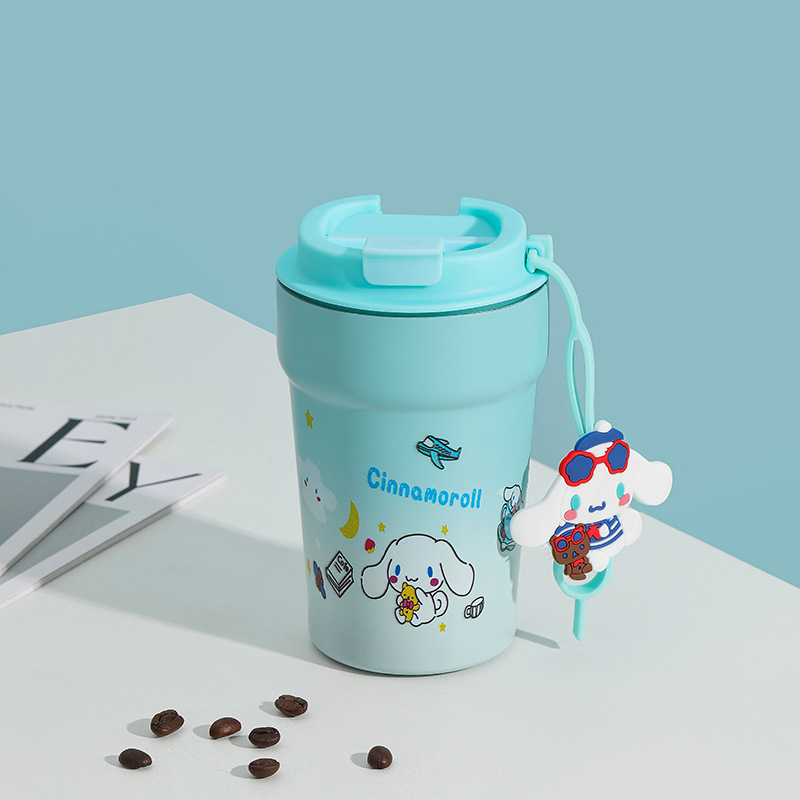 Ceașcă de cafea cu desen animat din oțel inoxidabil 304, termos izolat cu pereți dubli, portabil pentru mașină, potrivită pentru studenți
