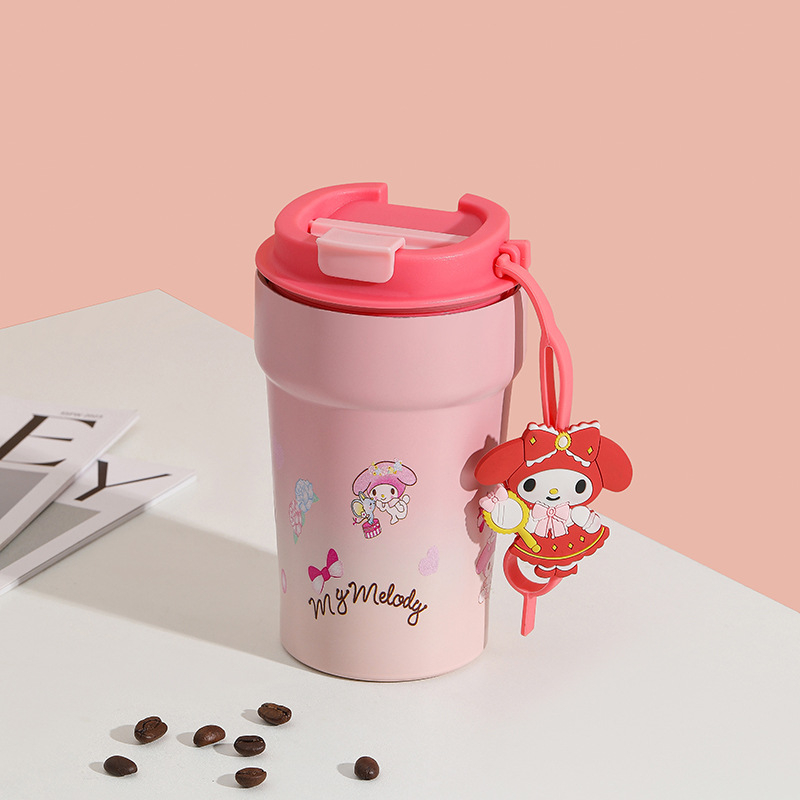 Ceașcă de cafea cu desen animat din oțel inoxidabil 304, termos izolat cu pereți dubli, portabil pentru mașină, potrivită pentru studenți