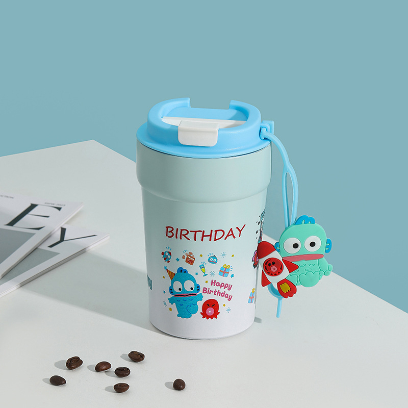 Ceașcă de cafea cu desen animat din oțel inoxidabil 304, termos izolat cu pereți dubli, portabil pentru mașină, potrivită pentru studenți