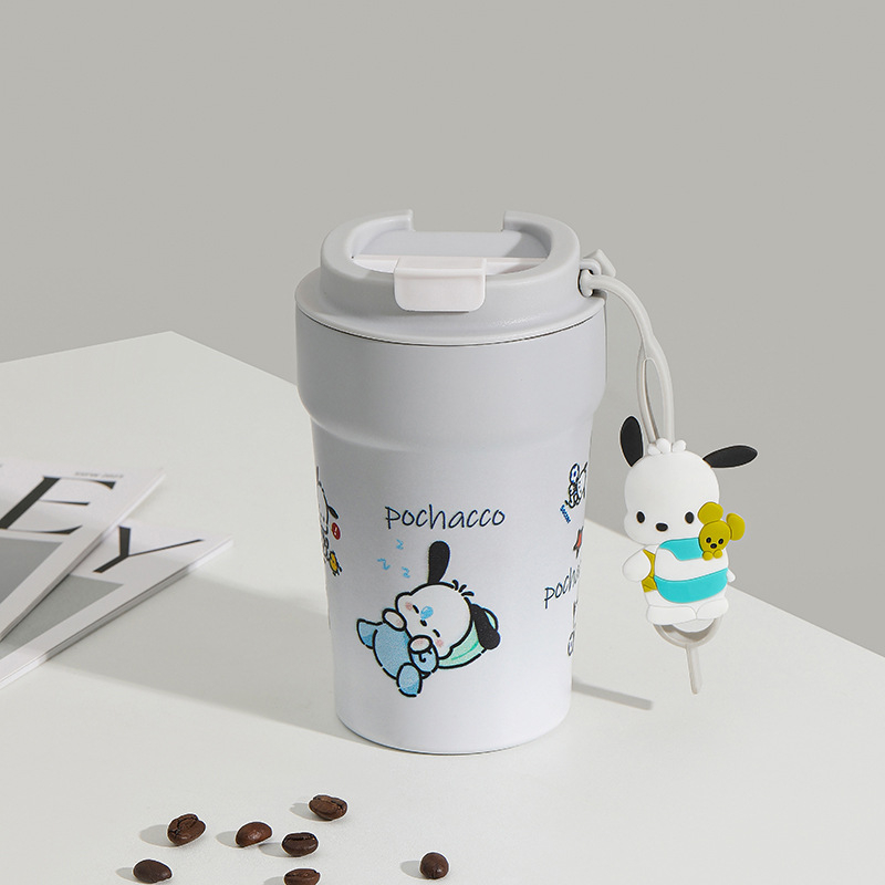 Ceașcă de cafea cu desen animat din oțel inoxidabil 304, termos izolat cu pereți dubli, portabil pentru mașină, potrivită pentru studenți