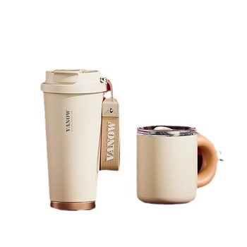 Vanow Termos de cafea cu gravură – cutie cadou pentru femei, model nou 2023, cu pai, izolație