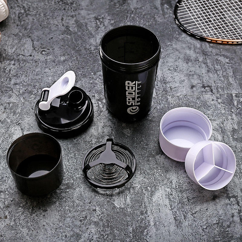 Shaker de proteine cu 3 straturi, 500 ml – recipient portabil pentru shake-uri