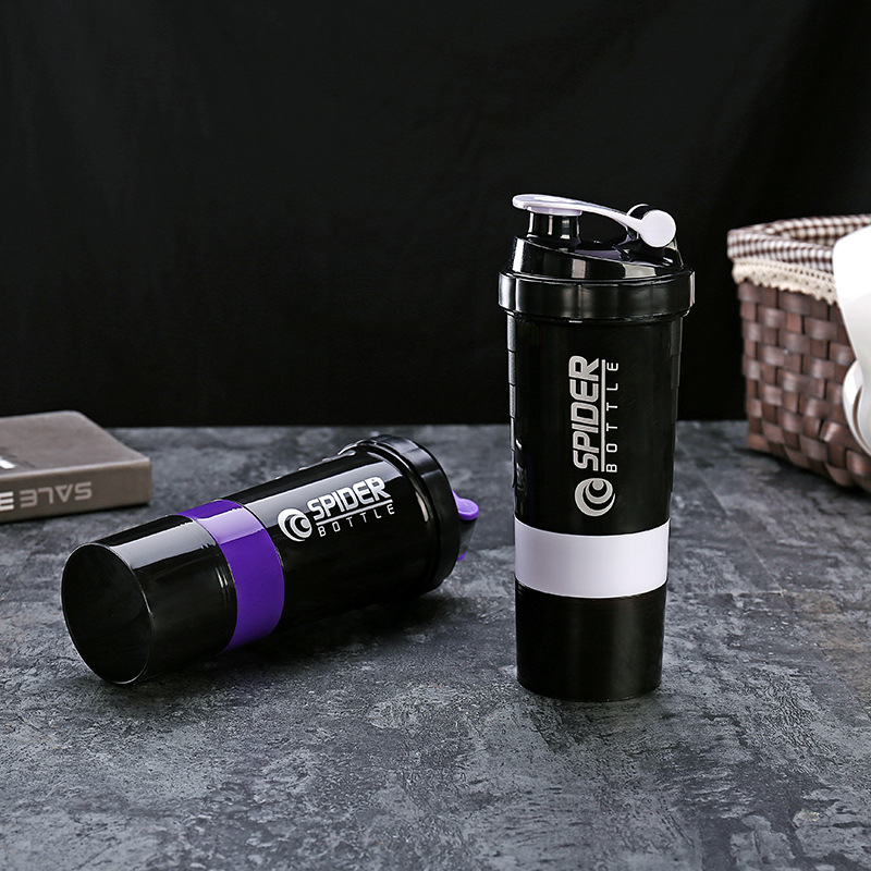 Shaker de proteine cu 3 straturi, 500 ml – recipient portabil pentru shake-uri