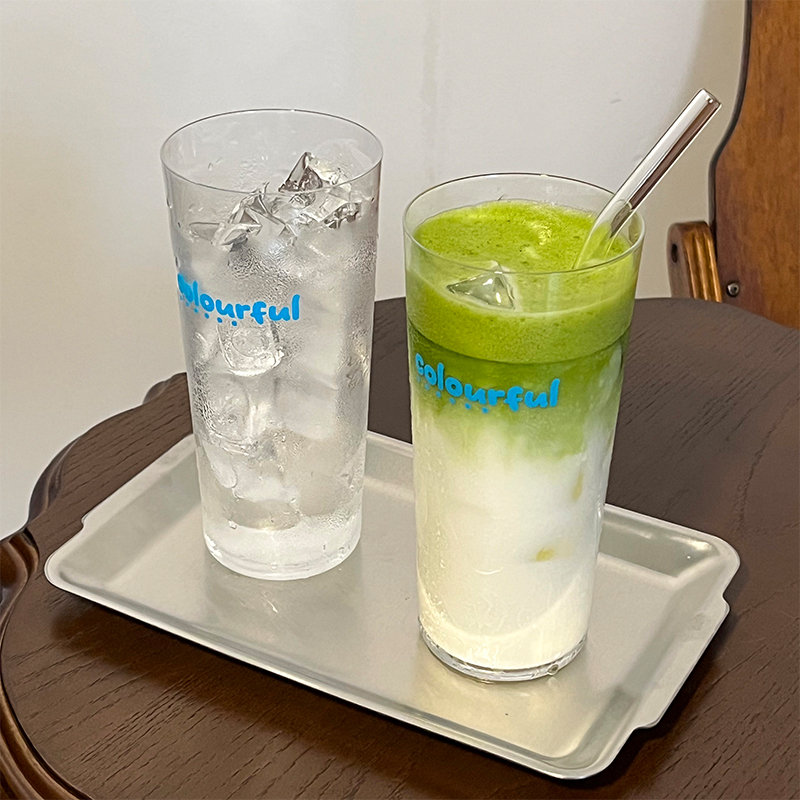 Pahar din sticlă cu litere în stil Instagram – design minimalist pentru apă, lapte, suc și cafea; sticlă subțire, estetică înaltă, cu pai
