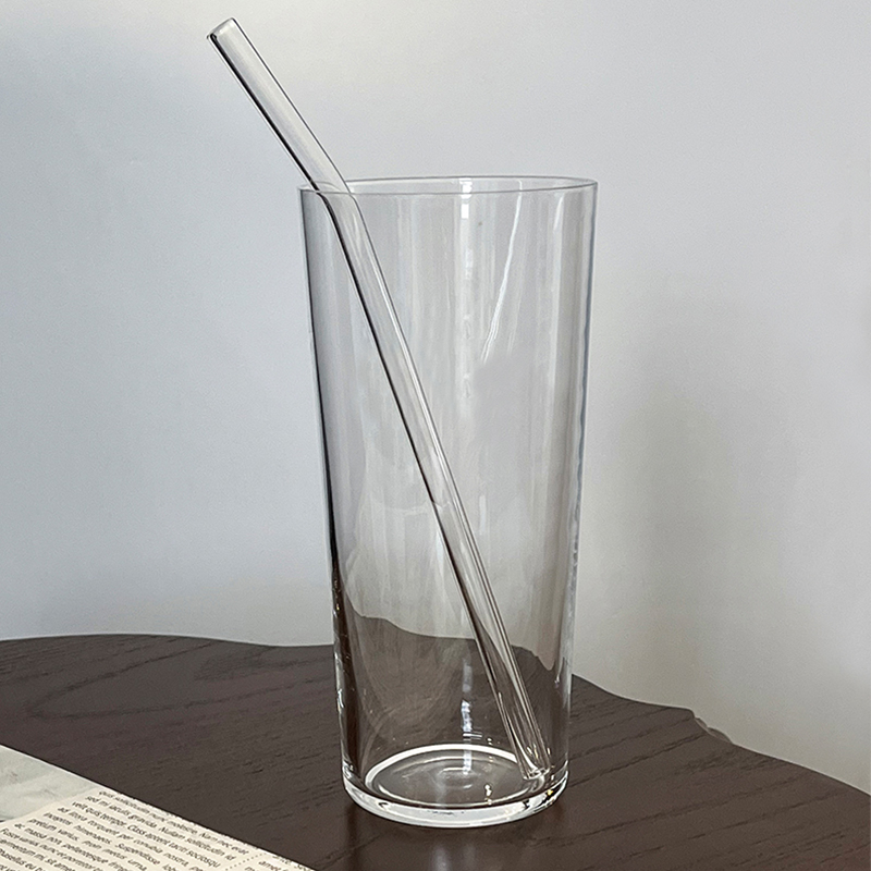 Pahar din sticlă cu litere în stil Instagram – design minimalist pentru apă, lapte, suc și cafea; sticlă subțire, estetică înaltă, cu pai