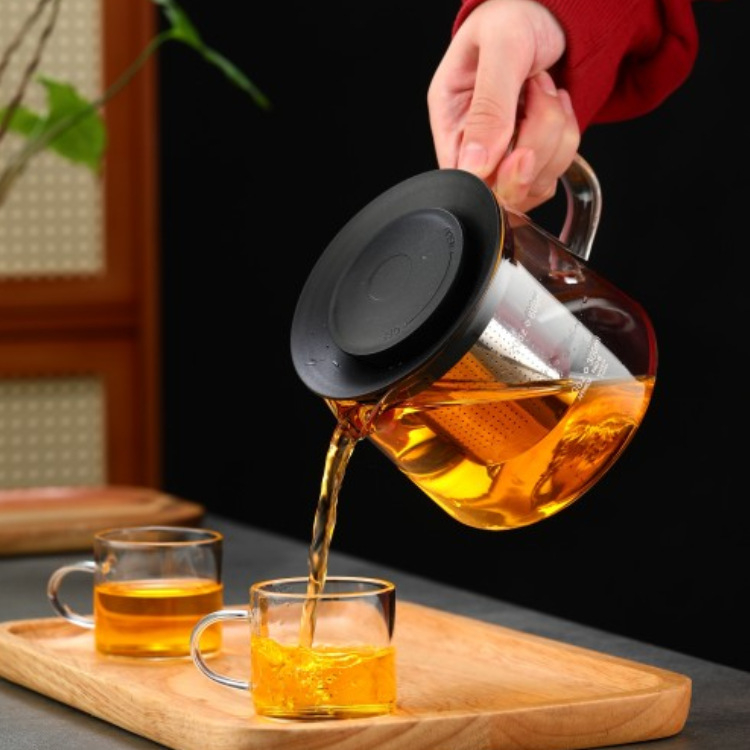 Ceainic și cafetieră din sticlă borosilicat de înaltă calitate, cu capacitate mare, filtru din oțel inoxidabil, pentru plită electrică din ceramică