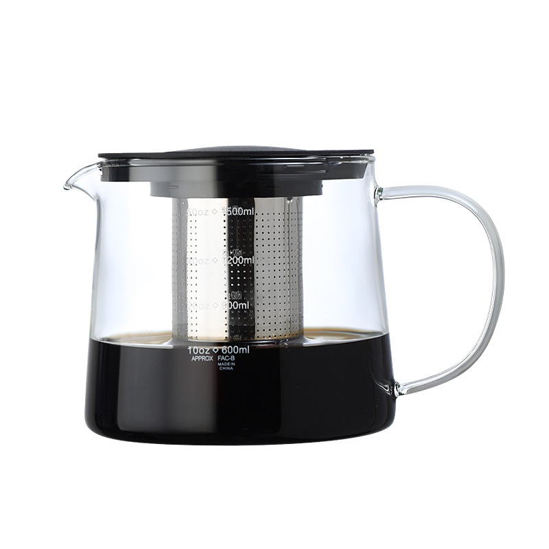 Ceainic și cafetieră din sticlă borosilicat de înaltă calitate, cu capacitate mare, filtru din oțel inoxidabil, pentru plită electrică din ceramică