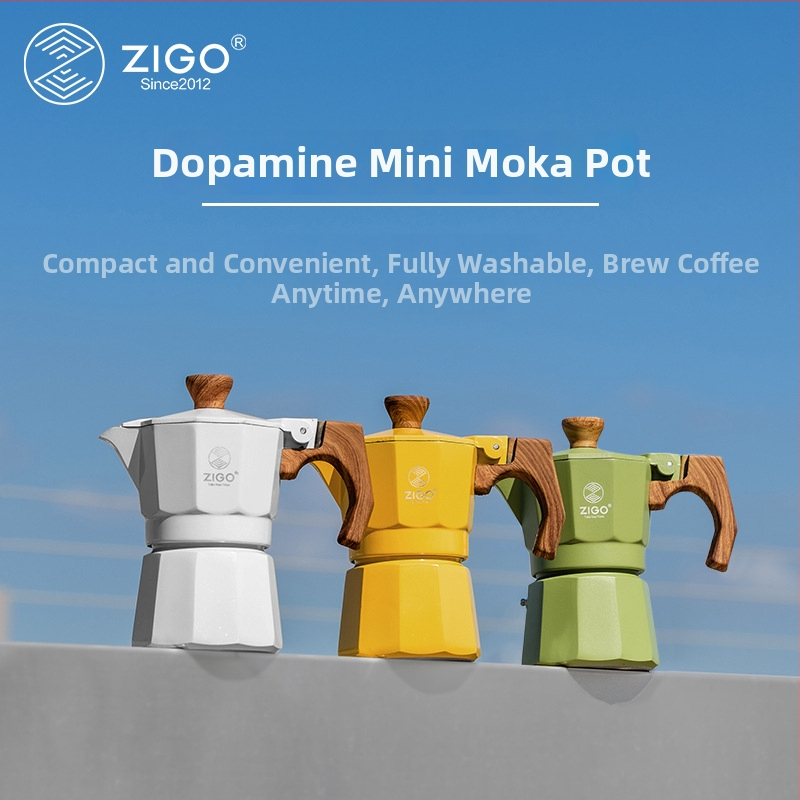 ZIGO Mini moka hrniec na jednu šálku — Ručný kávovar pre domáce a vonkajšie použitie