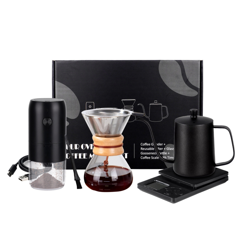 Set cafea pentru filtru manual, model nou de 26 de ani, cutie de călătorie portabilă pentru exterior, oțel inoxidabil, 9 piese