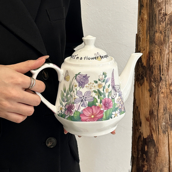 Ceainic ceramic în stil franțuzesc, mov, capacitate mare, pentru uz casnic, pentru apă rece și cafea, cadou premium