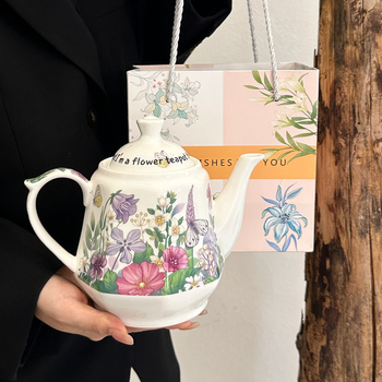 Ceainic ceramic în stil franțuzesc, mov, capacitate mare, pentru uz casnic, pentru apă rece și cafea, cadou premium