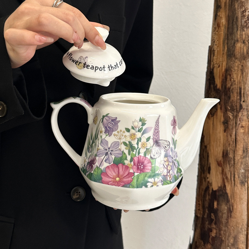 Ceainic ceramic în stil franțuzesc, mov, capacitate mare, pentru uz casnic, pentru apă rece și cafea, cadou premium