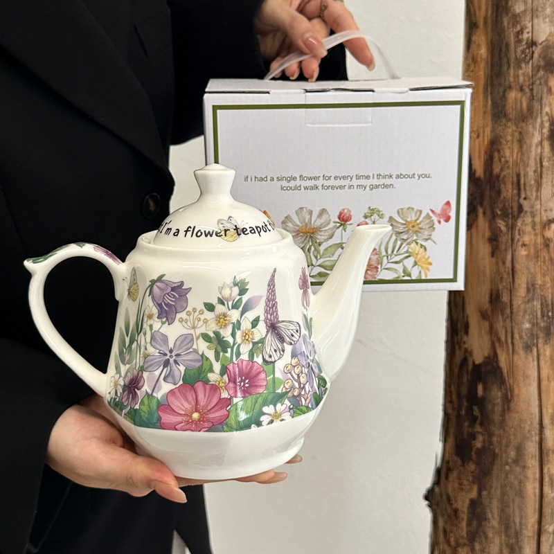 Ceainic ceramic în stil franțuzesc, mov, capacitate mare, pentru uz casnic, pentru apă rece și cafea, cadou premium