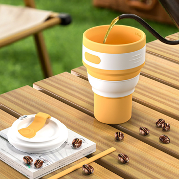 Cană pliabilă din silicon pentru călătorii, de calitate alimentară, rezistentă la temperaturi înalte, pliabilă, potrivită pentru apă de gură sau cafea, cană portabilă