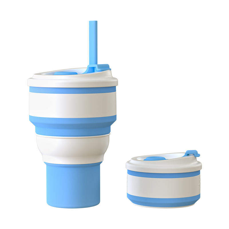 Cană pliabilă din silicon pentru călătorii, de calitate alimentară, rezistentă la temperaturi înalte, pliabilă, potrivită pentru apă de gură sau cafea, cană portabilă