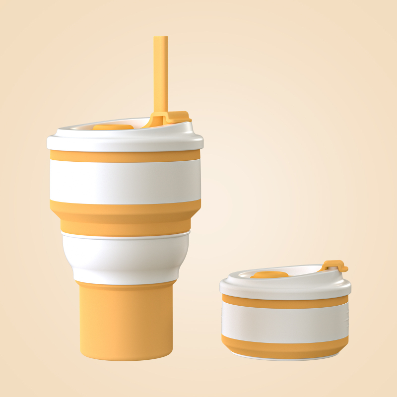 Cană pliabilă din silicon pentru călătorii, de calitate alimentară, rezistentă la temperaturi înalte, pliabilă, potrivită pentru apă de gură sau cafea, cană portabilă