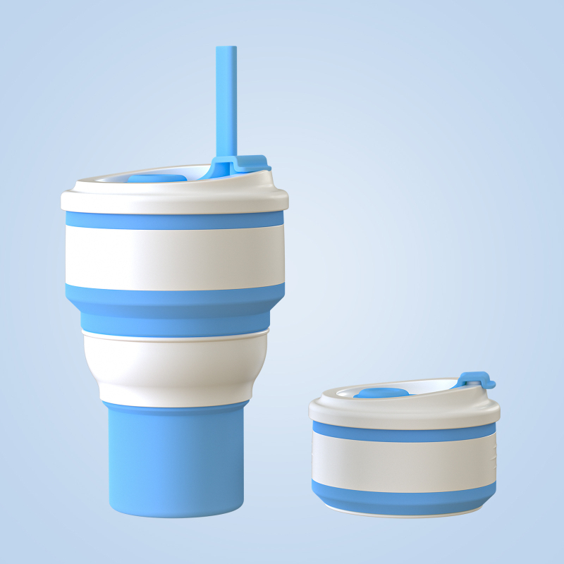 Cană pliabilă din silicon pentru călătorii, de calitate alimentară, rezistentă la temperaturi înalte, pliabilă, potrivită pentru apă de gură sau cafea, cană portabilă