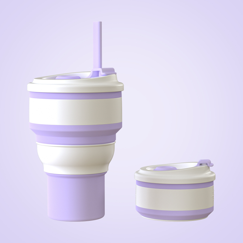 Cană pliabilă din silicon pentru călătorii, de calitate alimentară, rezistentă la temperaturi înalte, pliabilă, potrivită pentru apă de gură sau cafea, cană portabilă